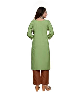 Green cotton embroidered stitched   kurti 2