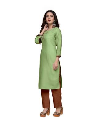 Green cotton embroidered stitched   kurti 3