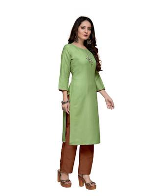 Green cotton embroidered stitched   kurti 4