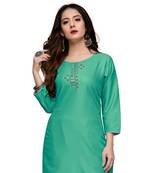 Green cotton embroidered stitched   kurti