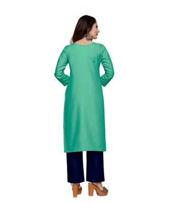Green cotton embroidered stitched   kurti 2