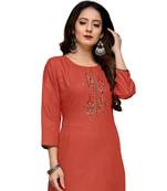 Red cotton embroidered stitched   kurti