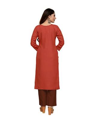 Red cotton embroidered stitched   kurti 2