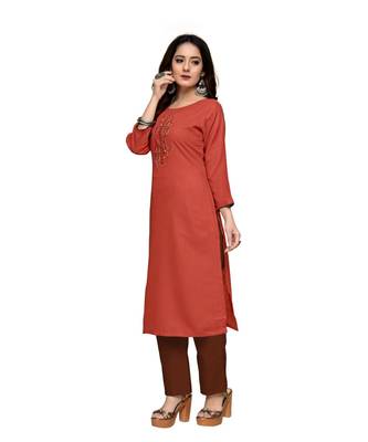 Red cotton embroidered stitched   kurti 3