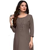 Silver cotton embroidered stitched   kurti