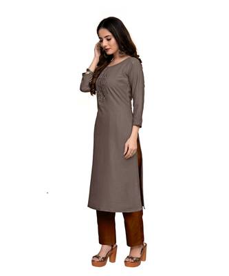 Silver cotton embroidered stitched   kurti 3