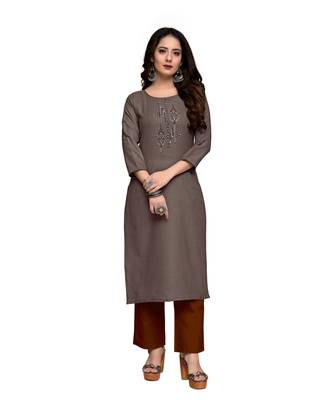 Silver cotton embroidered stitched   kurti 5