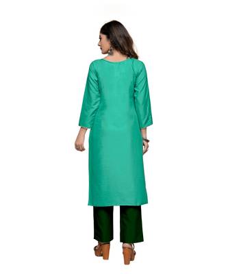 Green cotton embroidered stitched   kurti 2