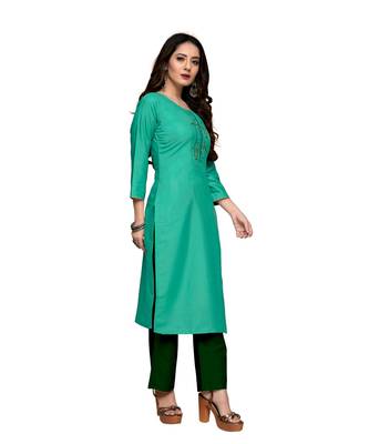 Green cotton embroidered stitched   kurti 4