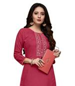 Pink cotton embroidered stitched   kurti