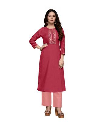 Pink cotton embroidered stitched   kurti 5