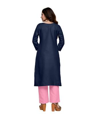 Blue cotton embroidered stitched   kurti 2