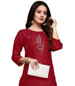 Red cotton embroidered stitched   kurti