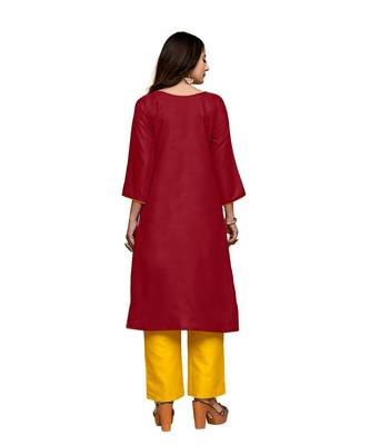 Red cotton embroidered stitched   kurti 2