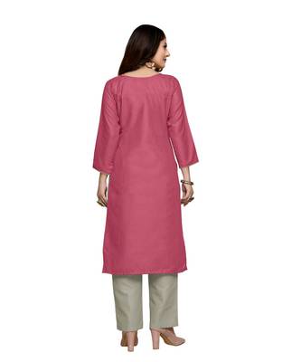 Pink cotton embroidered stitched   kurti 2