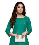 Green cotton embroidered stitched   kurti
