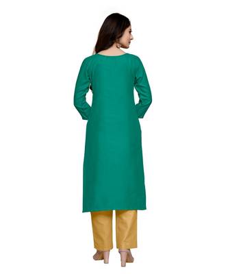 Green cotton embroidered stitched   kurti 2