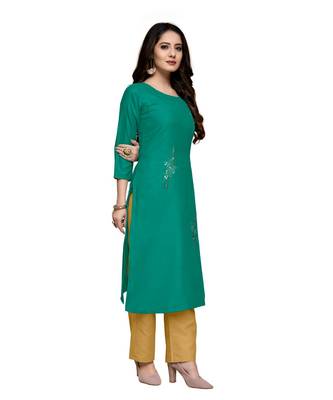 Green cotton embroidered stitched   kurti 4