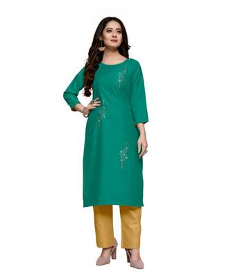 Green cotton embroidered stitched   kurti 5