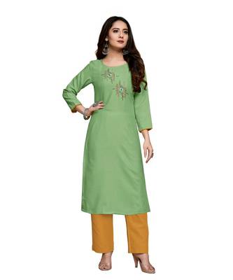 Green cotton embroidered stitched   kurti 4
