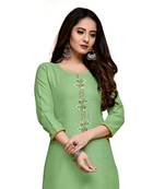 Green cotton embroidered stitched   kurti
