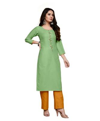 Green cotton embroidered stitched   kurti 3