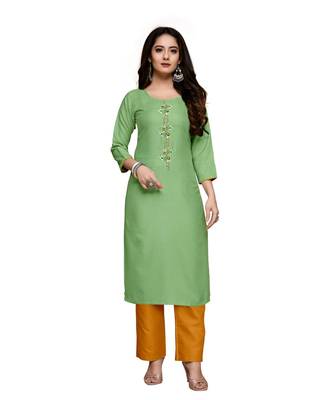 Green cotton embroidered stitched   kurti 4