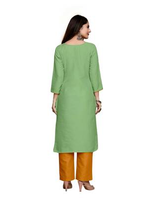 Green cotton embroidered stitched   kurti 5