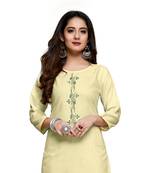 Cream cotton embroidered stitched   kurti