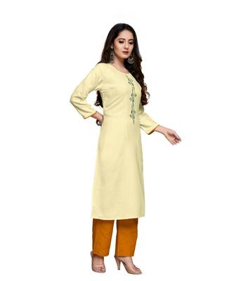 Cream cotton embroidered stitched   kurti 3