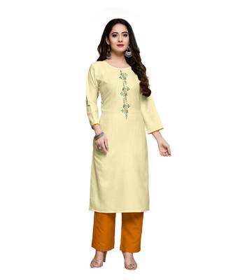 Cream cotton embroidered stitched   kurti 4