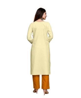 Cream cotton embroidered stitched   kurti 5