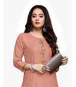 Pink cotton embroidered stitched   kurti