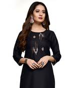 Black cotton embroidered stitched   kurti