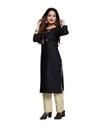 Black cotton embroidered stitched   kurti 2