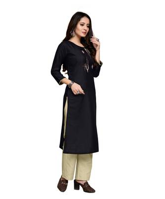 Black cotton embroidered stitched   kurti 3