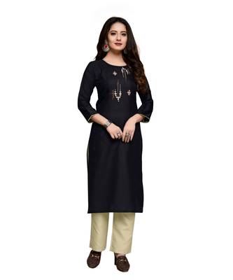 Black cotton embroidered stitched   kurti 4