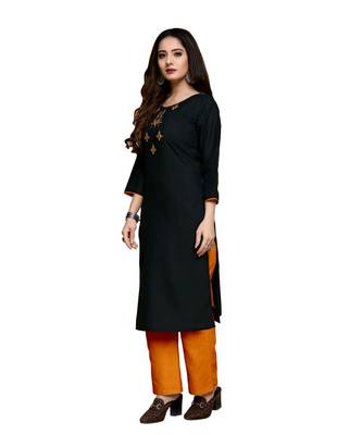 Black cotton embroidered stitched   kurti 1