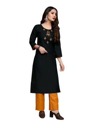 Black cotton embroidered stitched   kurti 3