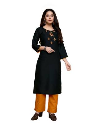 Black cotton embroidered stitched   kurti 4