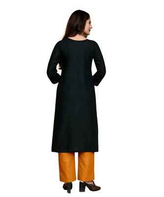 Black cotton embroidered stitched   kurti 5