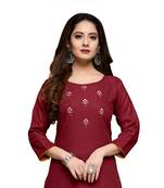 Pink cotton embroidered stitched   kurti