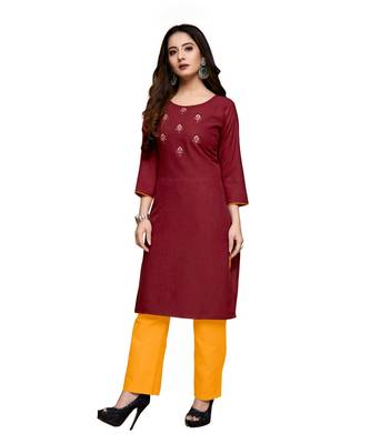 Pink cotton embroidered stitched   kurti 2