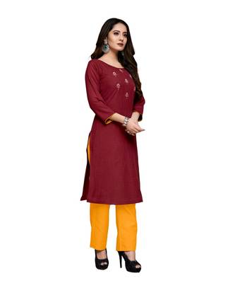 Pink cotton embroidered stitched   kurti 3