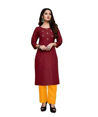 Pink cotton embroidered stitched   kurti 4