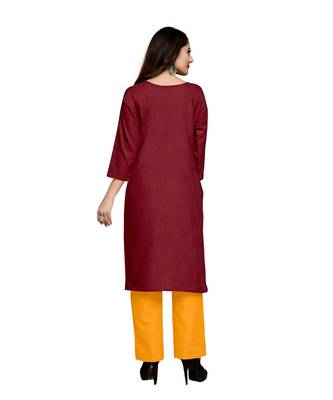 Pink cotton embroidered stitched   kurti 5