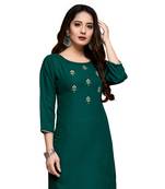Green cotton embroidered stitched   kurti