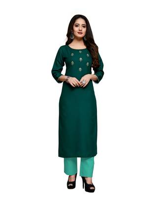 Green cotton embroidered stitched   kurti 4