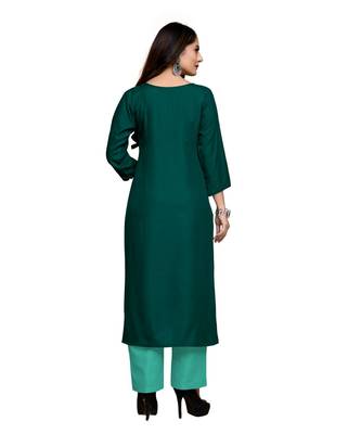 Green cotton embroidered stitched   kurti 5