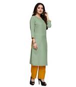 Green cotton embroidered stitched   kurti